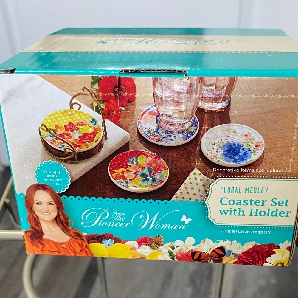 The Pioneer Woman Floral Medley Coaster Set - Red, Blue, Yellow